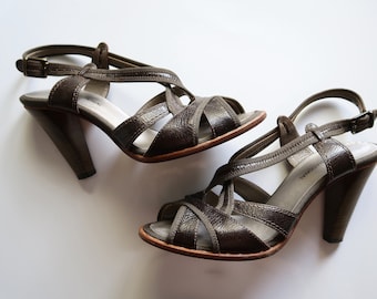 COSTUME NATIONAL Sandales à talons hauts en cuir pour femme Fabriquées en Italie