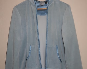 Everlast Damen Baby Blau Velour Zip-Up Hoodie Y2K Streetwear