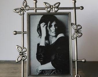 Cadre photo vintage en métal, décoration de papillons, 10 x 15 cm pour bureau