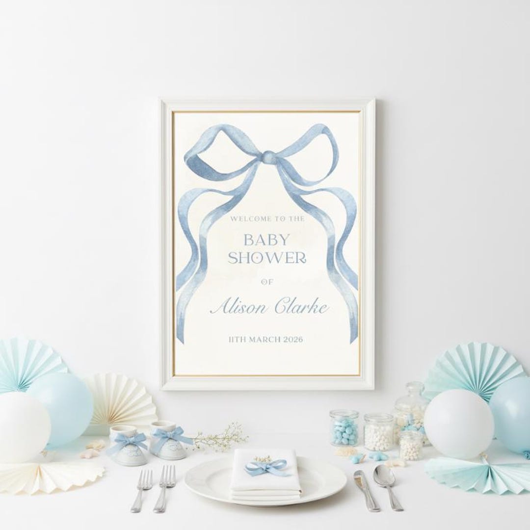Blue Baby Shower Welcome Sign Template | Baby Boy Shower Poster ...