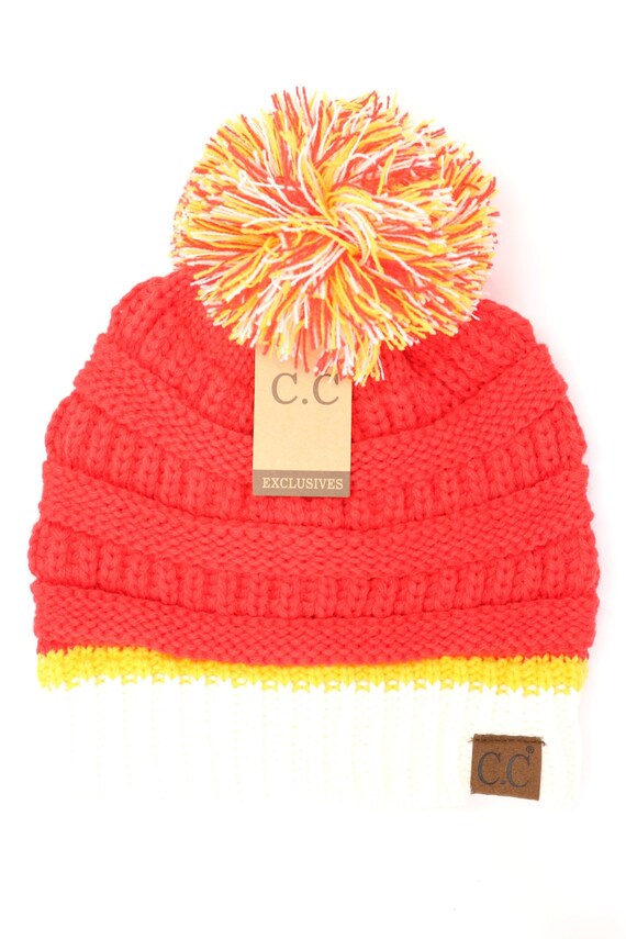 Chiefs Pom Pom Beanie | Etsy