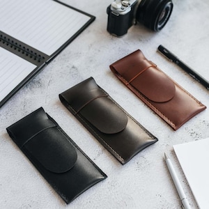 Leather Pen Case, Pen Pouch, Custom Pen Holder, Fountain Pen Sleeve, Student Stationery Organizer, Pencil Holder Cover, Teacher Gift