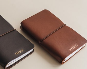 Journal en cuir avec monogramme ou nom, carnet de notes monogramme personnalisé, journal en cuir personnalisé, carnet de notes en cuir en relief