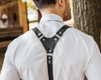 Personalized leather suspenders men, Wedding suspenders for Best Man Gift, Genuine Leather Suspenders, Brown suspenders, Groomsmen Gift