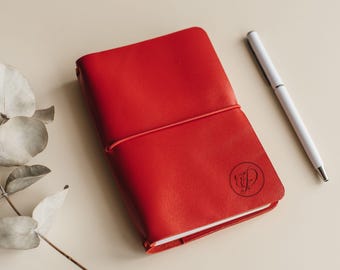 Travelers Notebook Cover A6 A5, Refillable Leather Journal Cover, Custom Notebook Cover, Planner Cover, Personalized Gift for Her