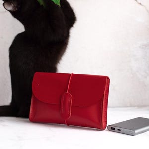 Organizer da viaggio in pelle rossa per cavi, custodia per cavi personalizzata, custodia per cavi, organizer per cavi tecnologici, custodia per cavi, custodia per caricabatterie, accessori tecnologici