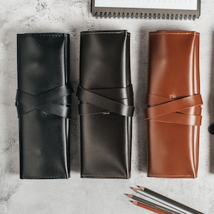 Leather Makeup Roll, Paint Brush Roll, Craft Tool Storage, Make Up Brush Roll, Personalized Artist Gift, Wrap Pencil Pouch, School Supplies