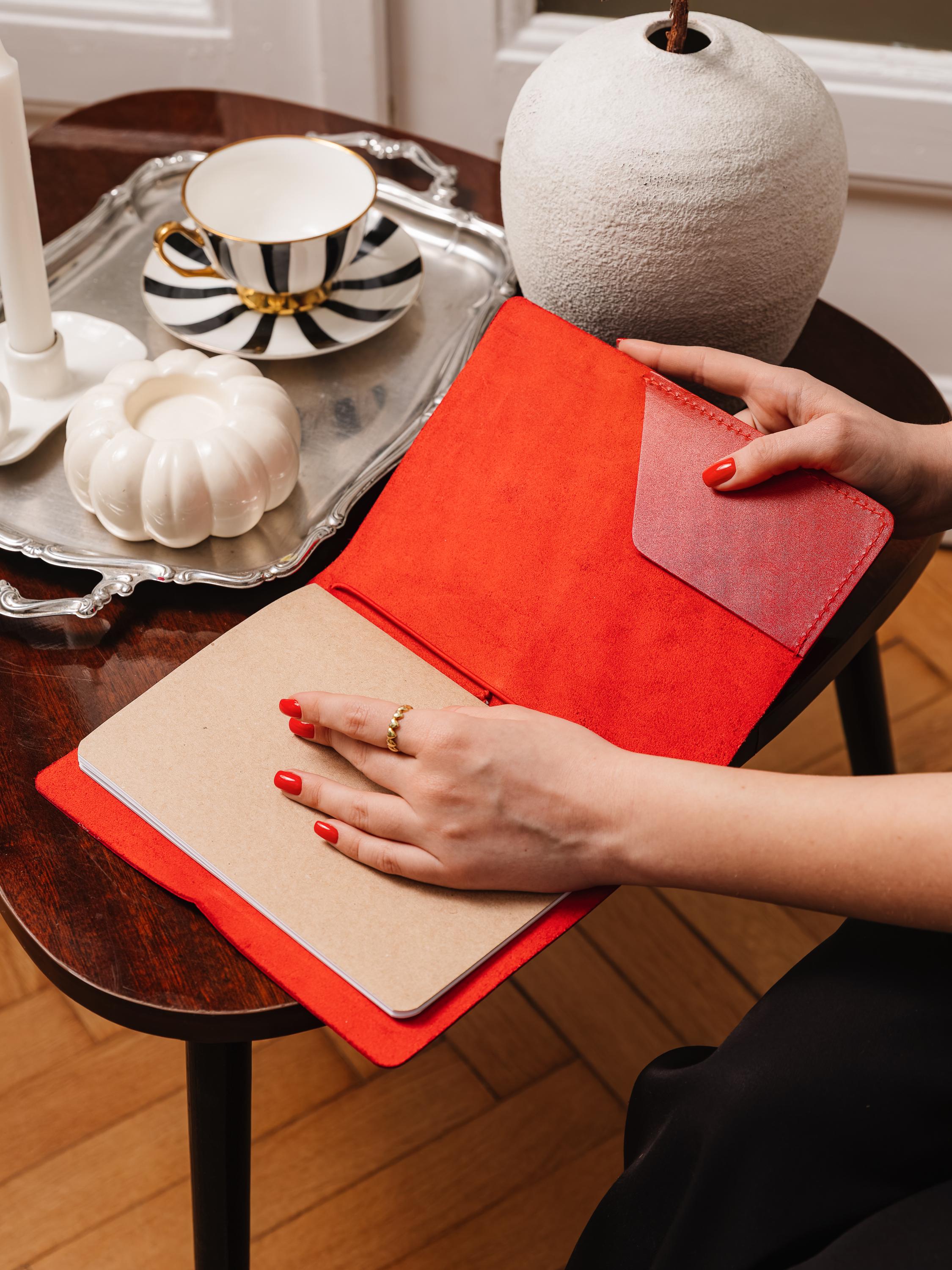 Red Leather Notebook Cover A5 A6 B6, Custom Refillable Journal Cover ...
