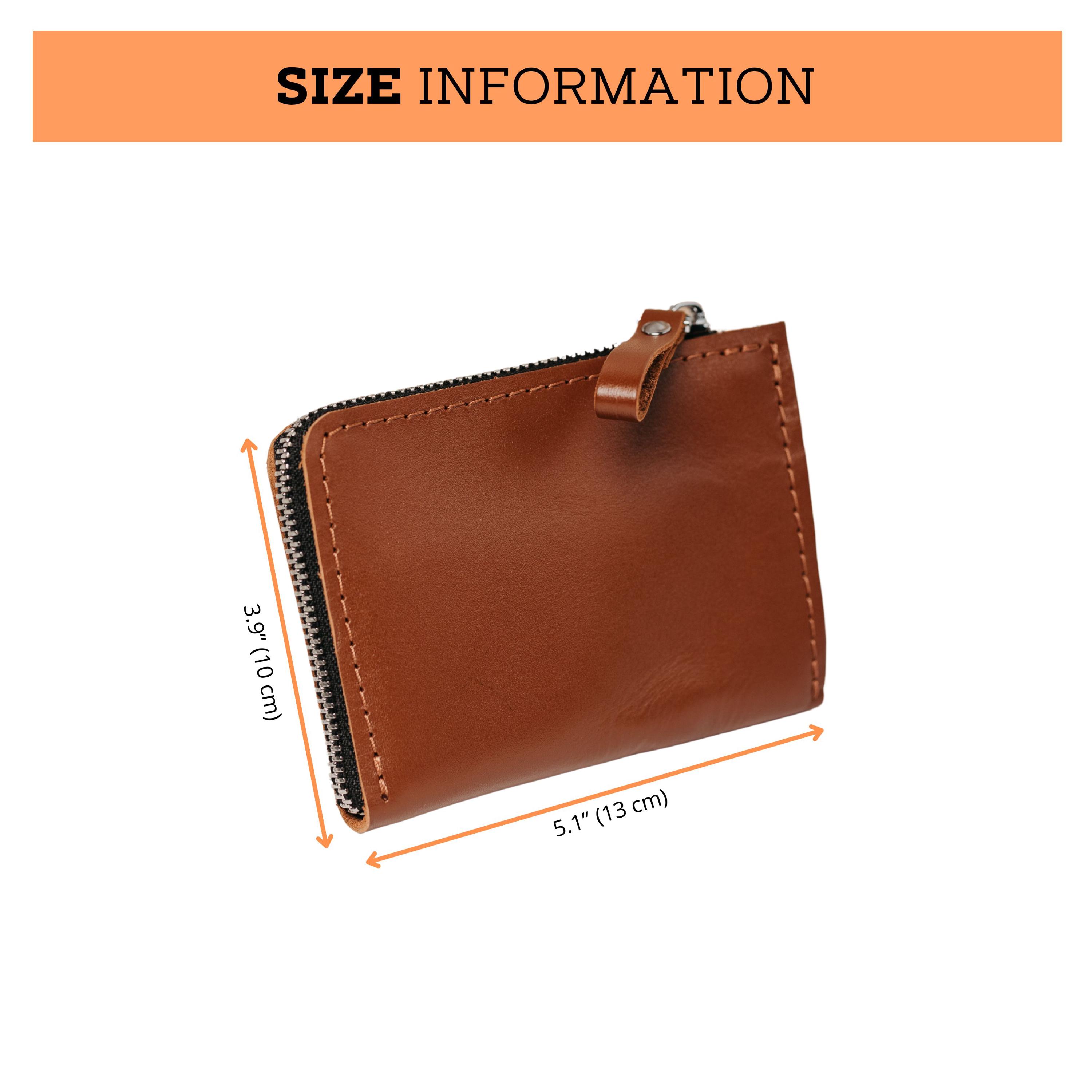 L Zip Wallet, Small Leather Zipper Pouch, Minimalist Half Zip