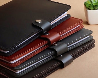Leather travel notebook, custom Moleskine cover, men's writing journal, personalized A5 notepad