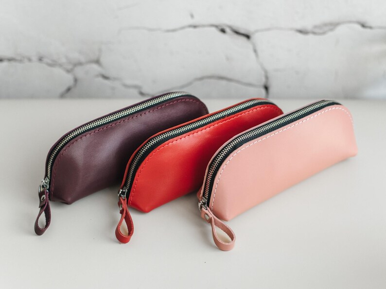 Leather Pencil Pouch Zipper, Pen Case, Paint Brush Storage, Personalized Pencil Holder Organizer, School Supplies, Teacher or Student Gift