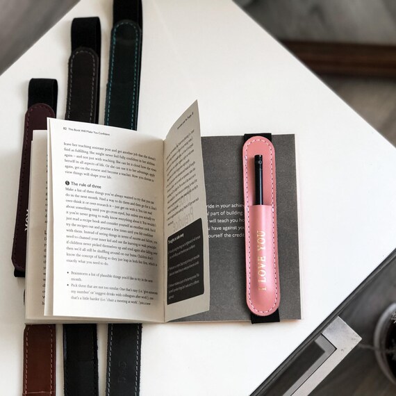 Bookmark With Pen Holder,Magnetic Bookmarks, Personalized Magnetic Leather Pen Holder Bookmark Super Convenient Firm Adsorption Travelers Reading Lovers - View #7