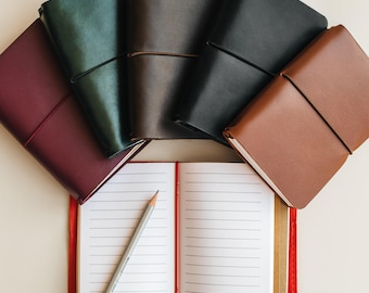 Leather Pocket Notebook Cover with Charms, Custom Journal Cover for Men, Leather Planner Cover for Hobonichi Leuchtturm1917