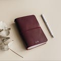 Burgundy Refillable Journal Cover for Women, Personalized Travelers Notebook Cover  A6 A5, Custom Leather Planner Cover for Her, Mom Gift product logo