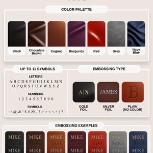 The image is a guide to the process of creating a color palette and embossing, providing examples of different color palettes and embossing techniques.