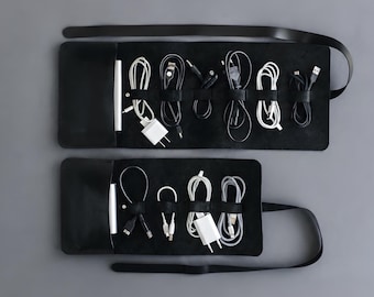 Organisateur de câbles en cuir personnalisé, enrouleur de câble de voyage, accessoires technologiques
