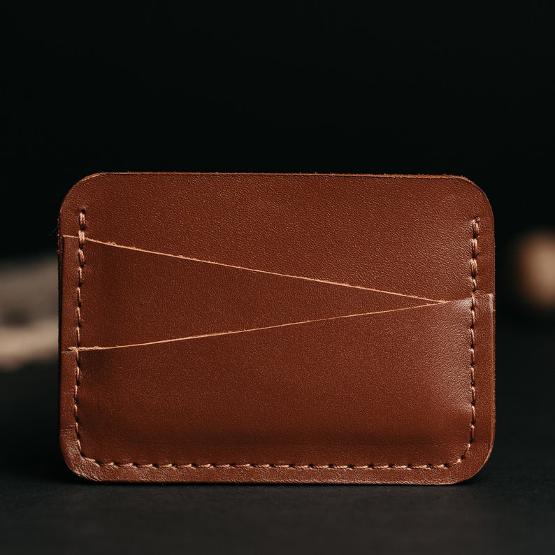 Leather custom card holder, men embossed slim wallet, personalized business card case, groomsmen gift, minimalist wallet, budget wallet image 4