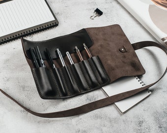 Leather tool kit roll, garage storage bag, instrument organizer, custom scissors and knife case, car accessories pouch, leather chisel roll