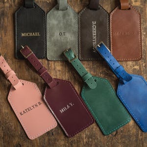 Aangepaste lederen bagagelabel met naam, gepersonaliseerd cadeau voor mannen of vrouwen, rugzaklabel, reiscadeau, monogram bagagelabel, kofferlabel