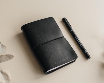 Leather Journal Cover Personalized, A6 A5 Refillable Notebook Cover, Business Pocket Planner Cover, Best Gifts for Him, Moleskine, Hobonichi