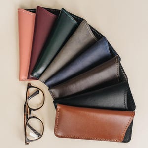 Estuche delgado de cuero para gafas, funda para gafas, soporte para gafas, estuche para gafas, funda para gafas de sol de lectura, bolsa de viaje para gafas, regalo para papá imagen 3