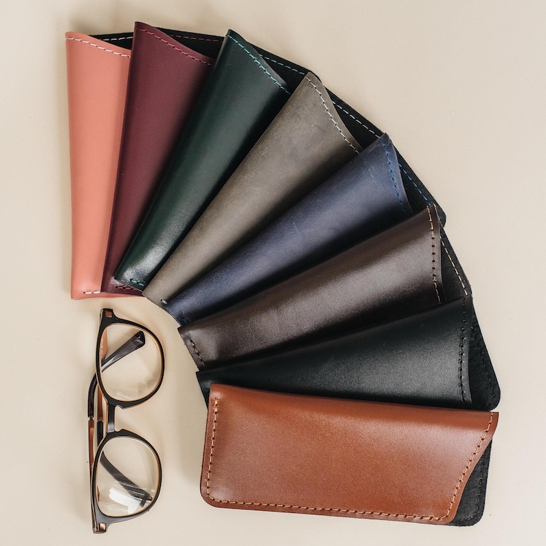 Estuche delgado de cuero para gafas, funda para gafas, soporte para gafas, estuche para gafas, funda para gafas de sol de lectura, bolsa de viaje para gafas, regalo para papá imagen 3
