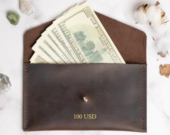 Bolsa de efectivo personalizada para invitación de cumpleaños, billetera con sobre de efectivo para desafío de ahorro, porta dinero de cuero, relleno de efectivo