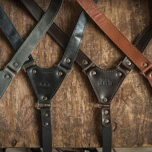 Leather Mens Suspenders, Personalized Wedding Suspenders, Custom Braces and Bow Tie Set, Groomsmen | Groom Gift, Best Gifts for Him