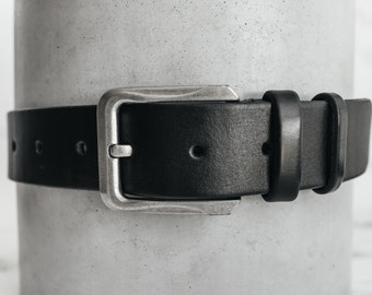 Black men's belt, custom leather belt, groom wedding accessories, wide classic belt, waist or hips casual belt, minimalist cowboy suit belt