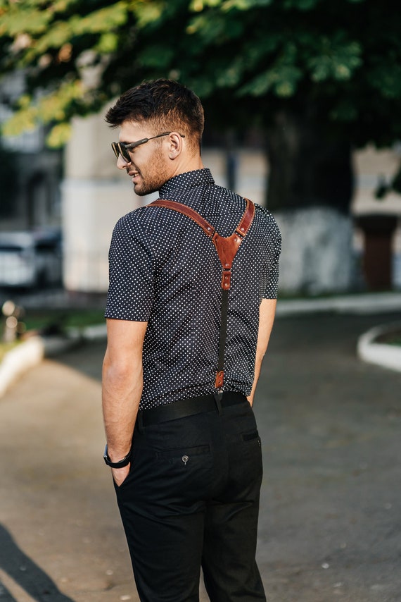 Mens Wedding Suspenders Groomsmen Leather Braces Ring Bearer Etsy