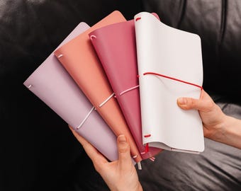 Leather Journal Cover, Travelers Notebook Cover A5 A6 B6, Personalized Refillable Planner Cover