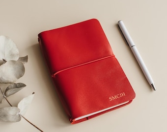 Copertina per taccuino in pelle ricaricabile personalizzata, copertina rossa per taccuino da viaggio, copertina per agenda A6/A5, regalo personalizzato per colleghi, regali aziendali
