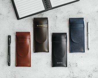 Gepersonaliseerde pennenhouder voor studenten, etui voor vulpennen, op maat gemaakte leren potloodhouder, kantooraccessoires voor mannen, schrijfwaren voor docenten