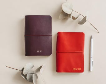 Personalisierte Notizbuchhülle aus Leder (A5/A6), nachfüllbare Notizbuchhülle, Reiseplanerhülle, Firmengeschenk, Geschenk für Geschäftsfrauen