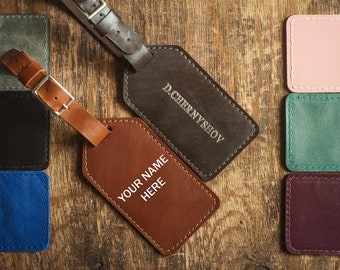 Personalized luggage tag, real leather travel accessories, custom bag tag, destination wedding