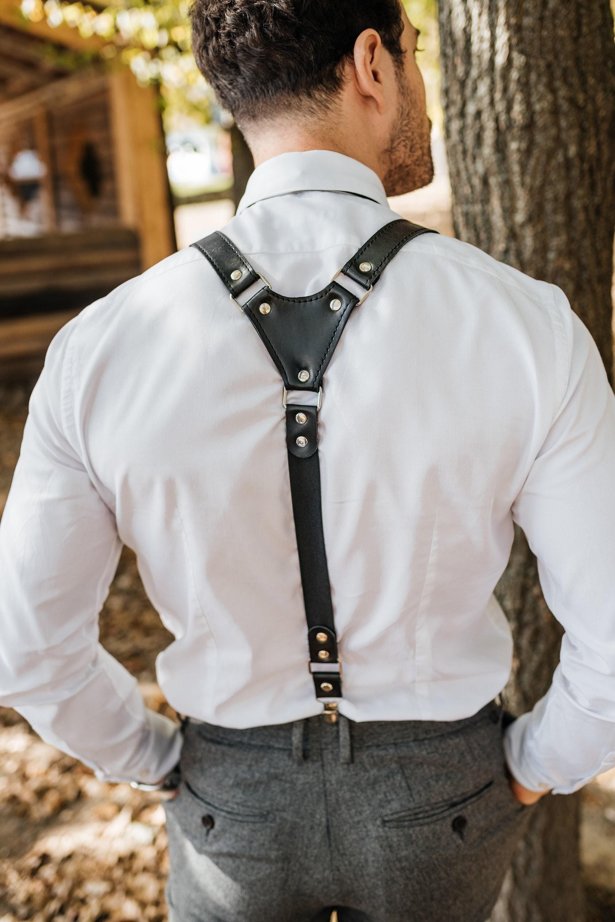 Leather Y-Back Suspenders