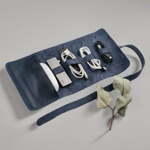Organizer per cavi in pelle personalizzato, organizer per caricabatterie, accessori da viaggio, custodia per utensili da viaggio, custodia per dispositivi USB, custodia per auricolari personalizzata