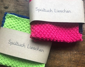 Colorful dishcloths made of organic cotton, hand-knitted. For your own kitchen or as a last-minute gift for friends!