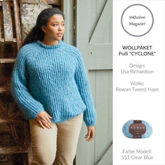 Knitting Package for a Cozy Ribbed Sweater Made From Rowan Tweed Haze 40%  Mohair, 39% Alpaca, Including a Magazine With 12 Instructions -  Canada
