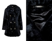Vintage Mackintosh Faux Fur Black Mod Coat XL, XXL