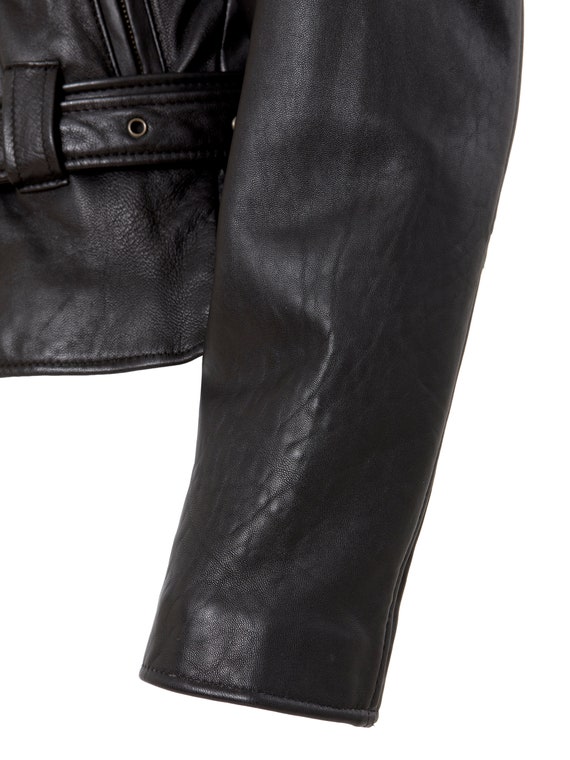 Oversized Bold Shoulder Black Leather Motorcycle … - image 7