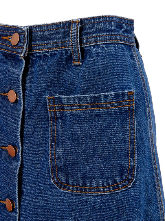 Button Front Denim A-Line Mini Skirt | S, 4 - image 5