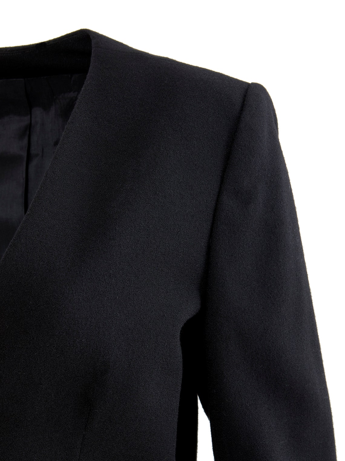 Black Wool Beaded Lapel Asymmetrical Collarless Blazer M 8 - Etsy