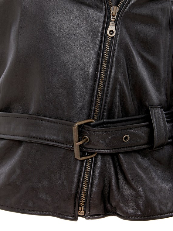 Oversized Bold Shoulder Black Leather Motorcycle … - image 6