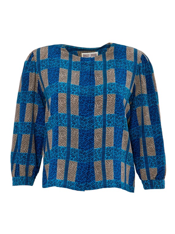 Silk Abstract Print Blouse | 12, M, L, XL - image 2