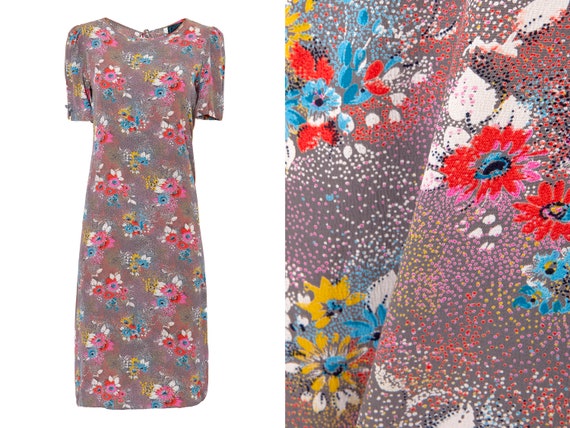 Bright Floral Puff Sleeve Shift Dress | 4, 6, Smal