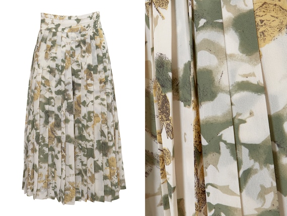 Pastel Floral Pleated Midi Skirt | S, M, 4, 6, 8