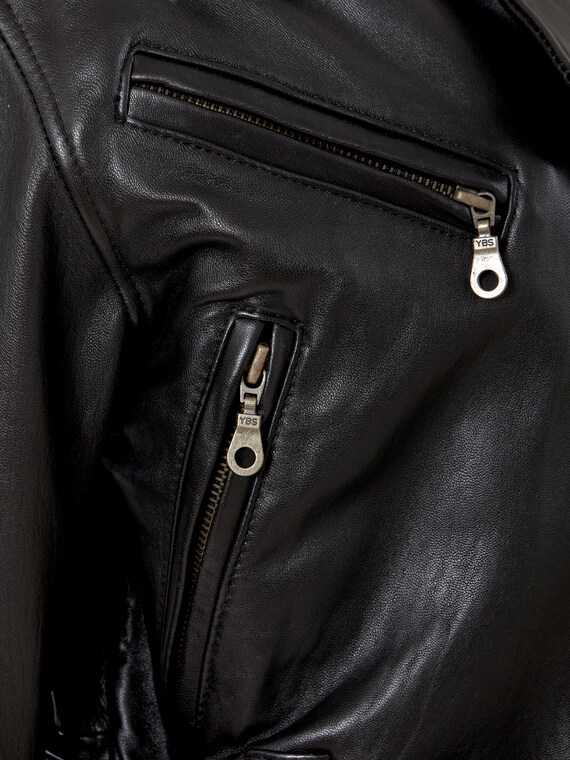 Oversized Bold Shoulder Black Leather Motorcycle … - image 5