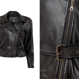 Oversized Bold Shoulder Black Leather Motorcycle Jacket | M, L, XL
