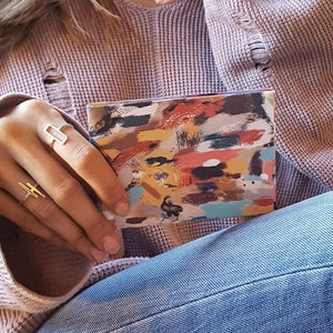 Cartera de papel, Cartera delgada, Regalo para él, Regalo para ella, Regalo para mujer, Trazos de pintura abstracta, cartera para hombre, cartera para mujer